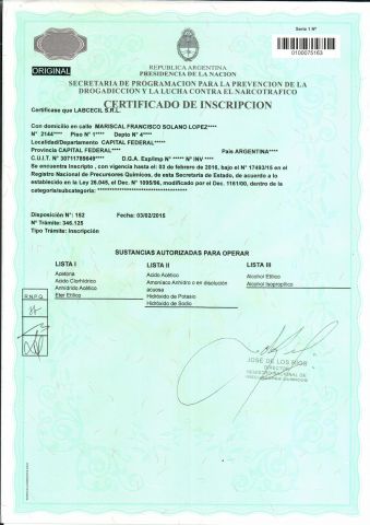 SEDRONAR - Certif Inscrip 17493-15